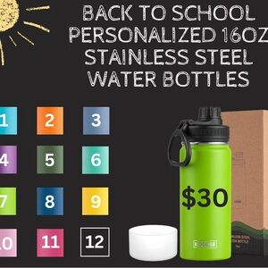 16oz LASER ENGRAVED Stainless Steel Water Bottle